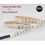 Tira LED Flexible 24V 14,4W/mt 60 Led/mt SMD 5050 IP20 RGB, Serie Profesional, venta por metros Tira LED Flexible 24V 14,4W/mt 60 Led/mt SMD 5050 IP20 RGB, Serie Profesional, venta por metros